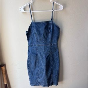 Form fitting stretchy jean dress